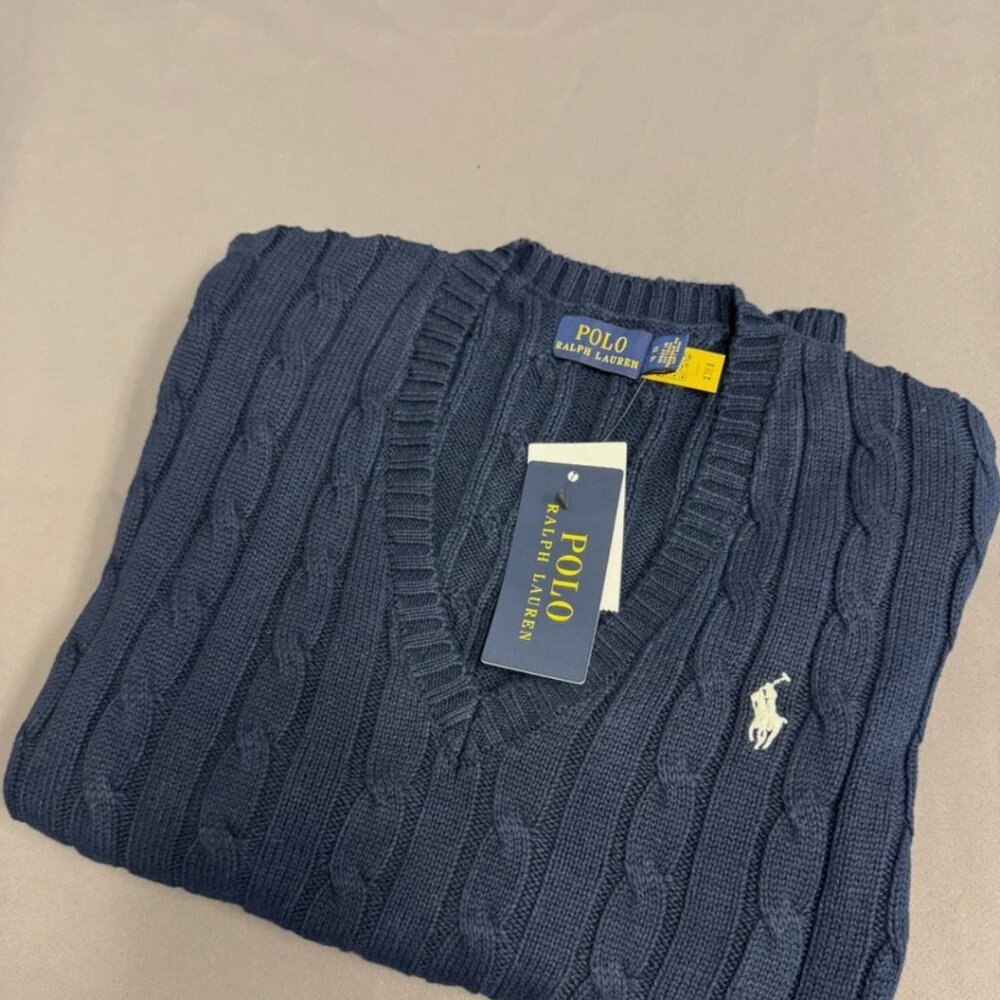 Polo Ralph Lauren Cable-Knit Cotton V-Neck Sweater - Picture 4 of 6